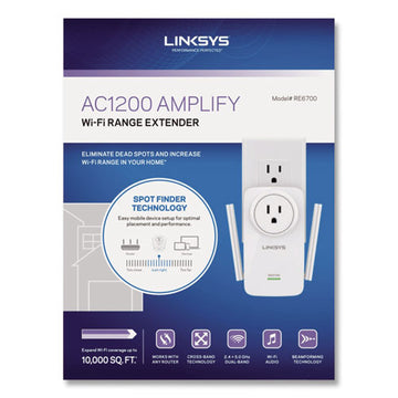 LINKSYS™ Ac1200 Amplify Dual-band Wifi Extender, 2 Ports, 300-867 Mbps, 2.4-5ghz freeshipping - TVN Wholesale